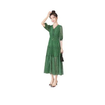 Cypress House Short Sleeved Dress Women's Green Floral