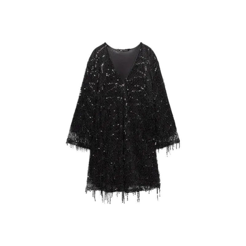 ZARA Long Sleeved Dress Women's Black-0