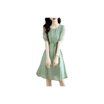 Still Quiet Short Sleeved Dresses Women's Green