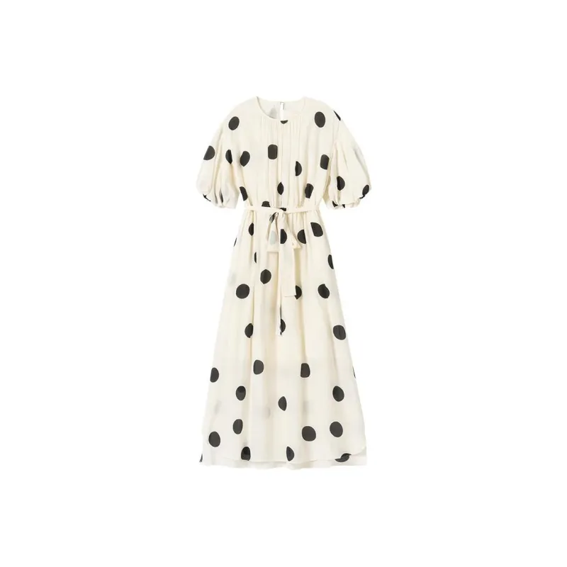 SNOWFORTE Short Sleeved Dresses Women's Polka Dot-0