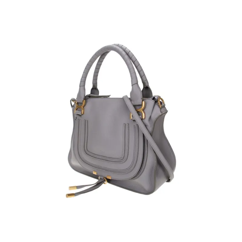 Chloe Marcie Leather Tote Bag, Shopping Bag, Handbag Women's Light Gray-1