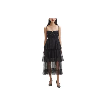 Self portrait Slip Dresses Women's Classic Black