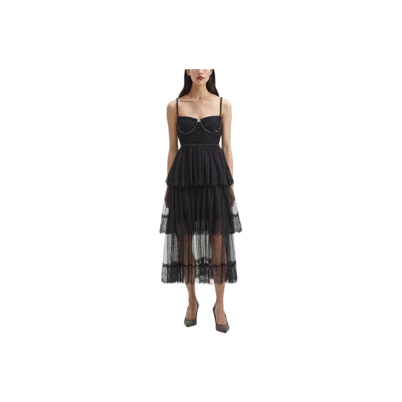 Self portrait Slip Dresses Women's Classic Black-0