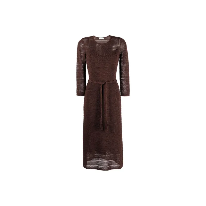 Zimmermann Long-Sleeved Openwork Belted Dress-0