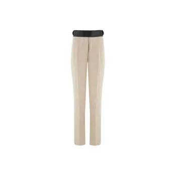 Ferragamo Contrast belt Tailored Linen Trousers