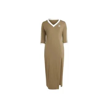 Adidas Originals Adicolor Classics 3 Stripes V Neck Maxi Dress Plus Size