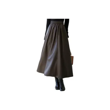 VICTORIA&VERA Leather Long Skirts Women's Coffee