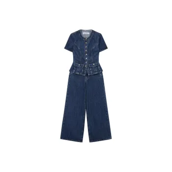 Self portrait Jumpsuit Women's Denim Blue