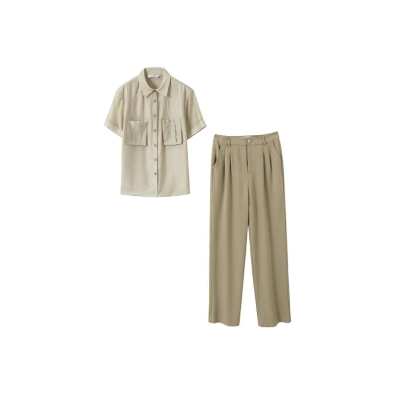 IHIMI Casual Suits Women's Beige Yellow+Khaki-2