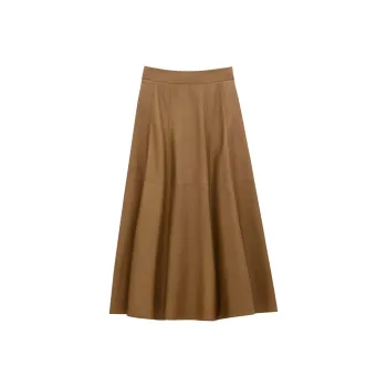 SAINT LAURENT Leather Long Skirts Women's Brown