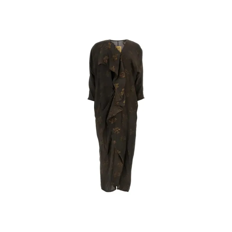UMA WANG Long Sleeved Dress Women's Dark Brown-0