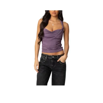 Edikted Liza Knotted Cowl Neck Top Camisole Women's Purple