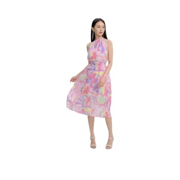 Blood Glitter Sleeveless Dress Women's Pink Flowers