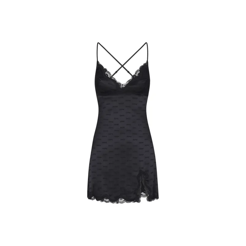 SKIMS JACQUARD LACE SLIP DRESS Slip Dresses Women's ONYX/Onyx-0