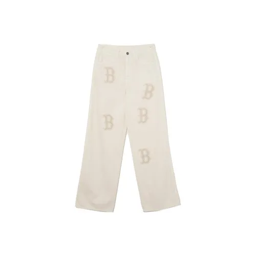 MLB Mega Emblem Jeans Women's Cream
