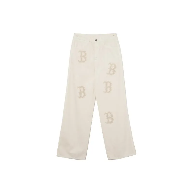 MLB Mega Emblem Jeans Women's Cream-0