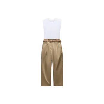 ZARA Jumpsuit Women's Camel/White