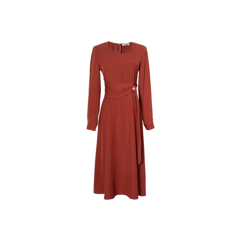MISSSHINE Long Sleeved Dresses Women's Rusty Red-0