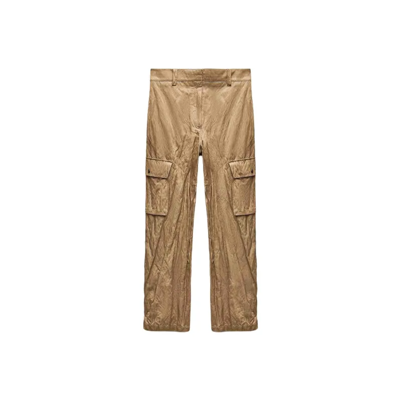 ZARA ZW Series Cargo Pants Women's Tan-0