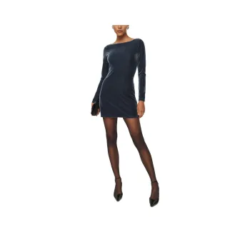 REFORMATION Jaelynn Knit Dress Long-Sleeved Dresses Women's Dark Marine Blue