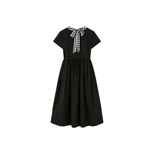 HUOLIDEDITU Short Sleeved Dress Women's Black