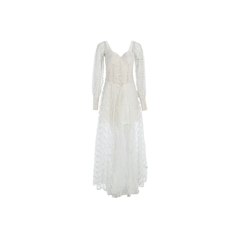 Marie Elie Long-Sleeved Dresses Women's White-0