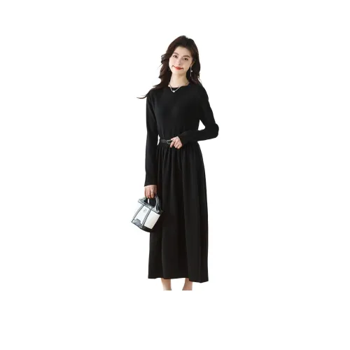 CARBAMMI Long Sleeved Dresses Women's Black