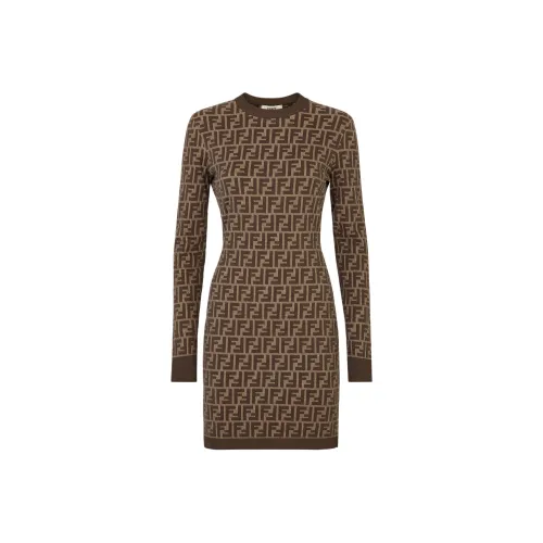 FENDI Monogrammed Long Sleeved Dress