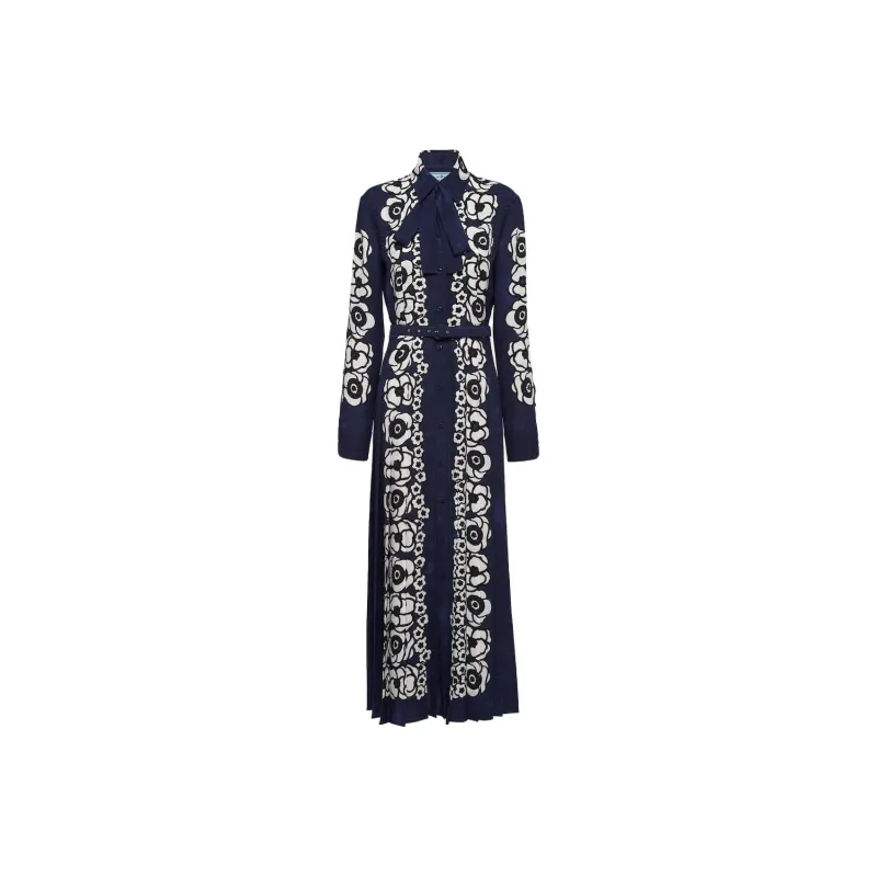 PRADA Long-Sleeved Dresses Women's Marine Blue-0