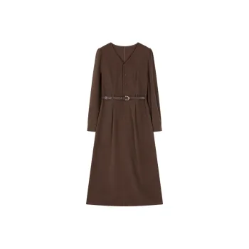 OZVO Long Sleeved Dresses Women's Coffee