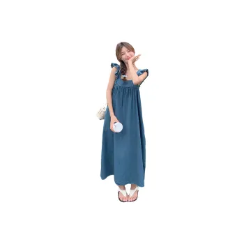 TEME Short Sleeved Dress Women's Vintage Denim