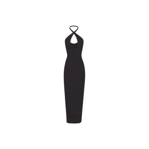 SKIMS FITS EVERYBODY HALTER LONG DRESS Sleeveless Dress Women's ONYX/Onyx