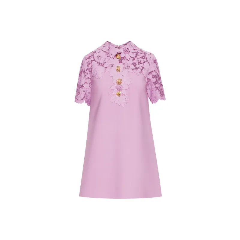 Oscar De La Renta Mixed Botanical Guipure panel Minidress-0