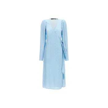 Rotate Textured Midi Wrap Dress