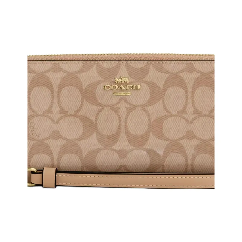 COACH Zip Around Canvas Bag Wallet Trumpets Women's Brown-2