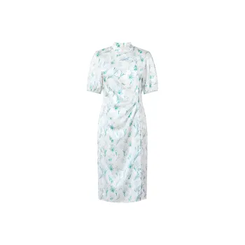 JZ Juzui Short Sleeved Dresses Women's Floral Grass Green