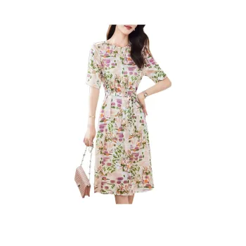 Yi Mengyuan Silk Short Sleeved Dress Women's Oil Painting