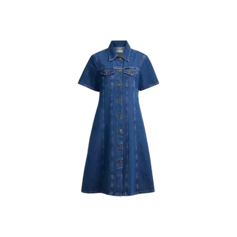 COACH Short Sleeved Dress Women's Blue-0