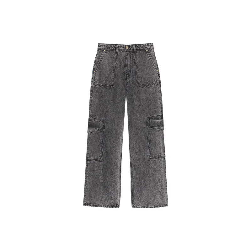GANNI Logo Patch Wide Leg Cargo Jeans-0