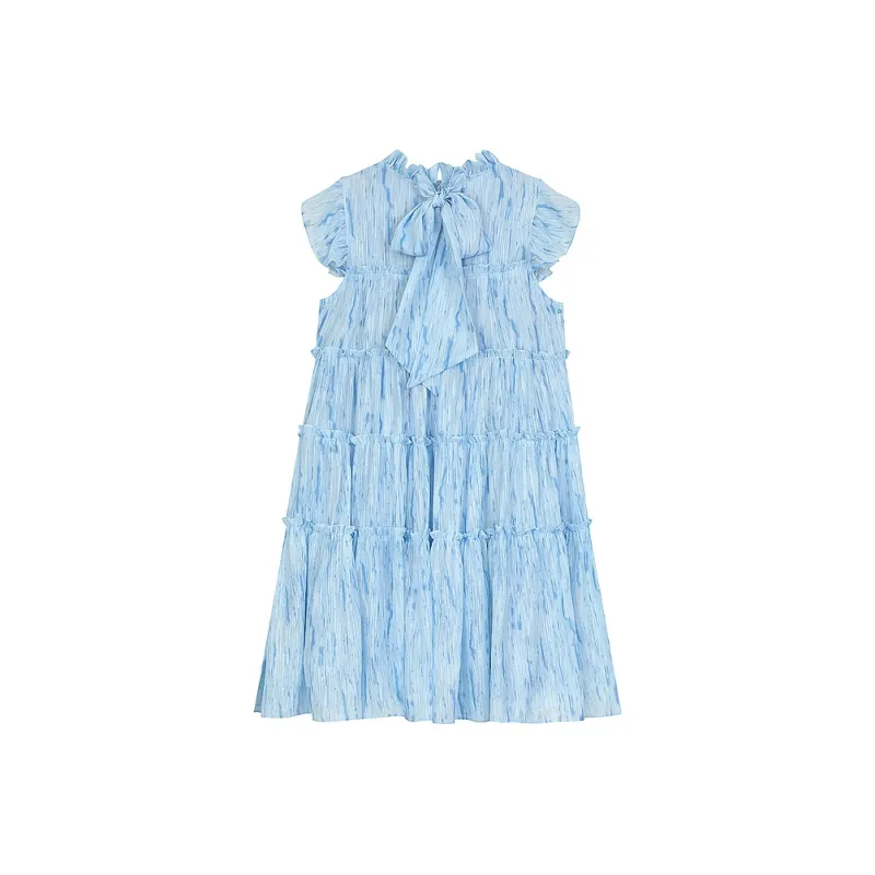 ELF SACK Sleeveless Dresses Women's Ripple Gray Blue-0