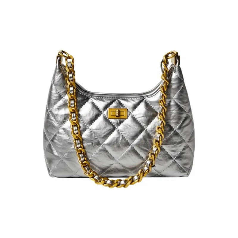 15 MINS Synthetic Leather Crossbody Underarm Shoulder Bag Women's Pink/Silver-0