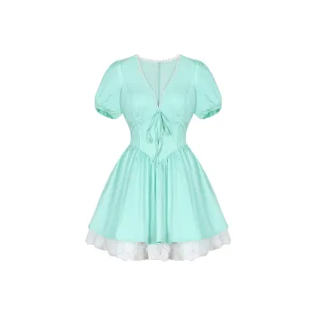 ANNIBUHUO Short Sleeved Dresses Women's Mint Green