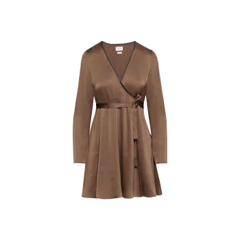 ARITZIA Wilfred Mademoiselle Satin Longsleeve Dress Long-Sleeved Dresses Women's Cocoa Bean