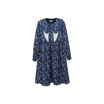 LULUALWAYS Long-Sleeved Dresses Women's Navy Blue