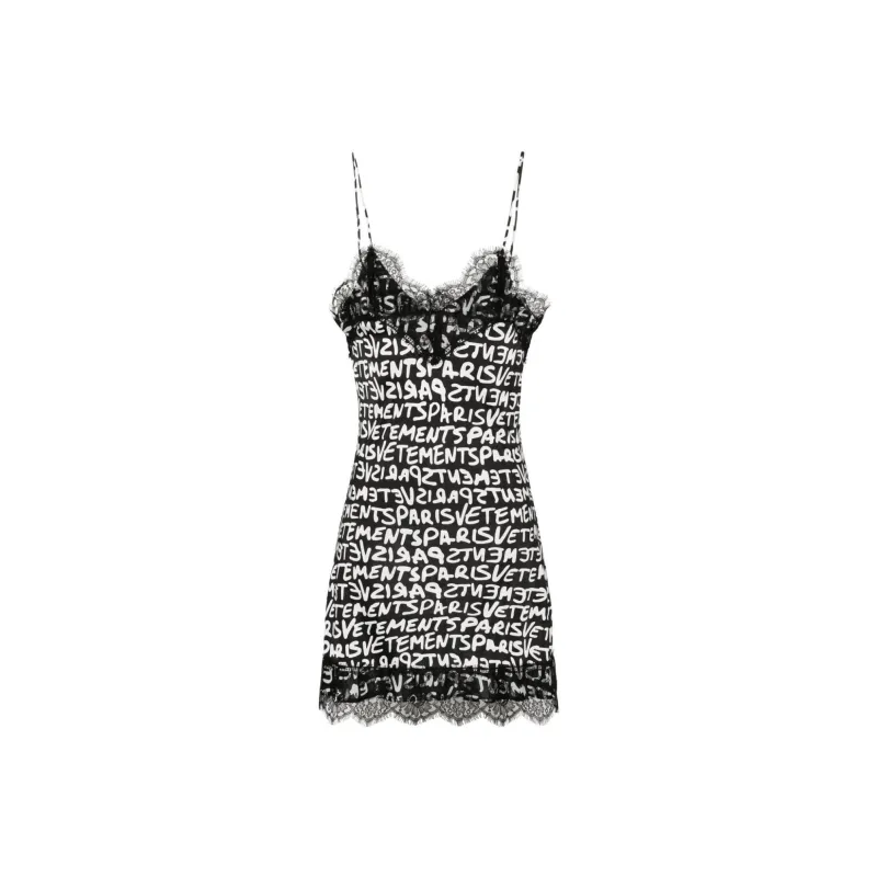 Vetements Lace detail Logo print Dress-0