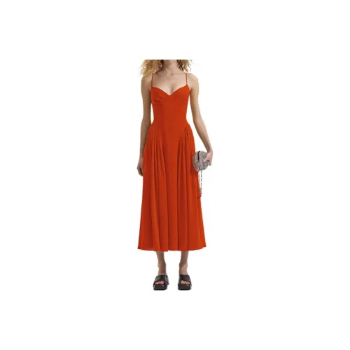 Self-portrait Slip Dresses Women's Bright Orange