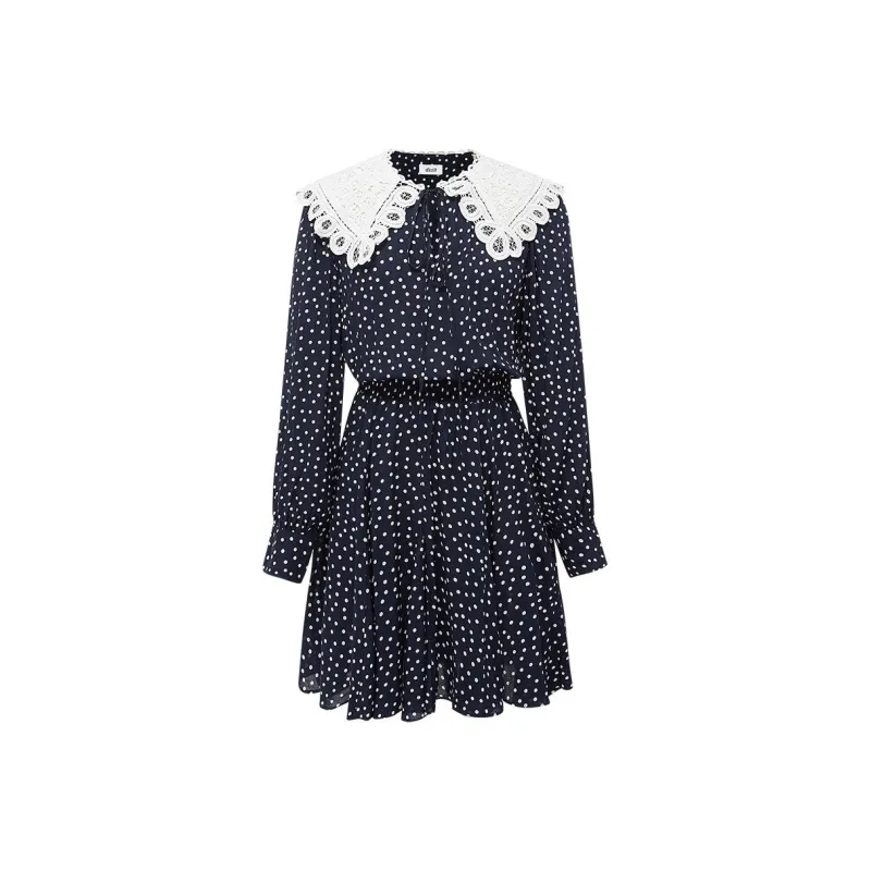 D'zzit Long Sleeved Dress Women's Dark Blue-0