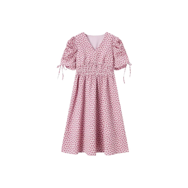 EICHITOO Short Sleeved Dresses Women's Pink Pattern-0