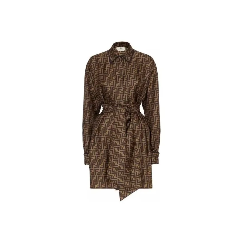 FENDI Long-Sleeved Dresses Women's Brown-0
