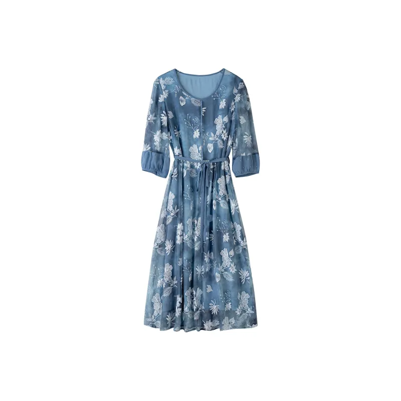 To The West Short Sleeved Dress Women's Blue-0